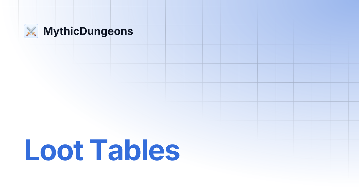 Loot Tables | MythicDungeons